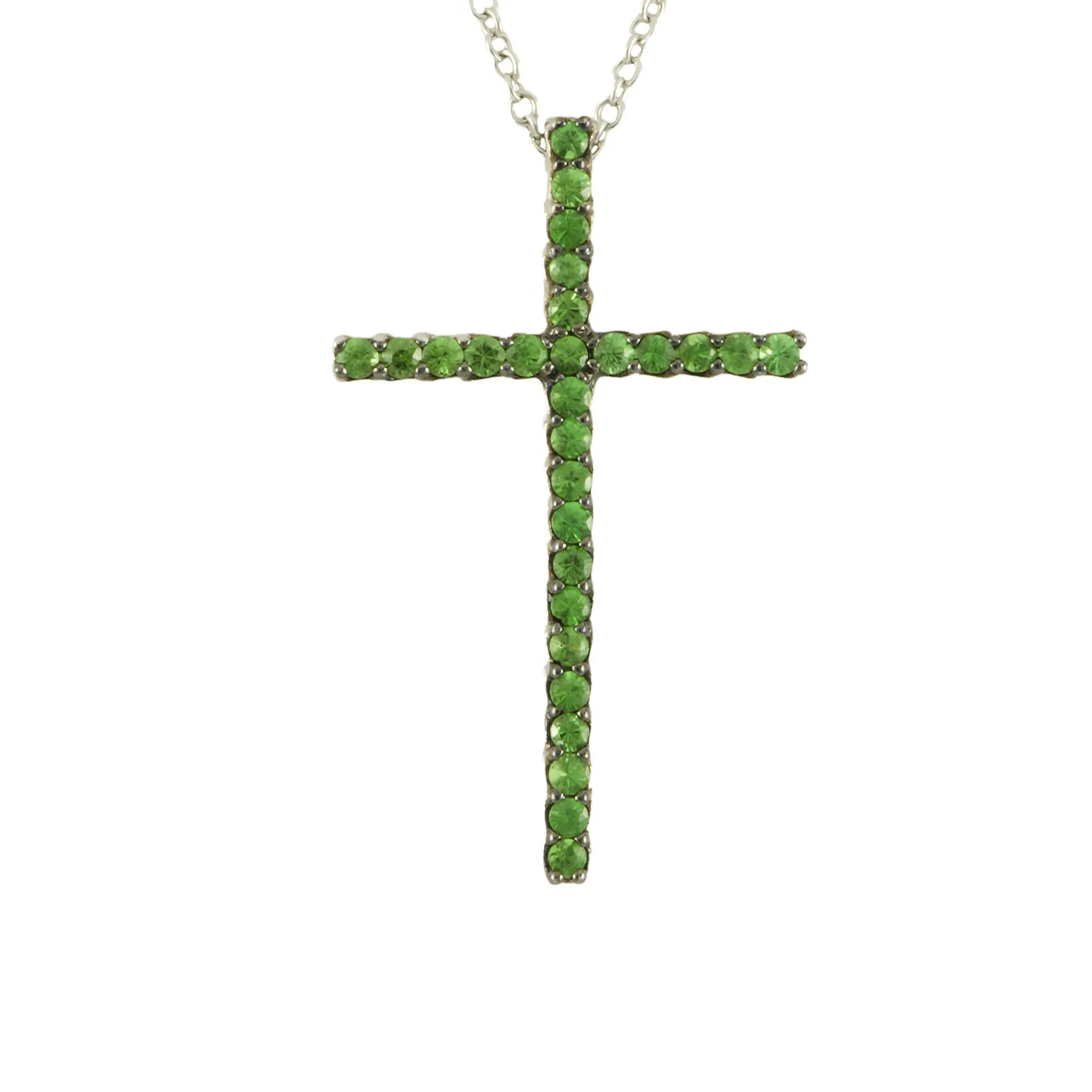COLLIER IN ORO BIANCO 9KT E TSAVORITE CT 0,62